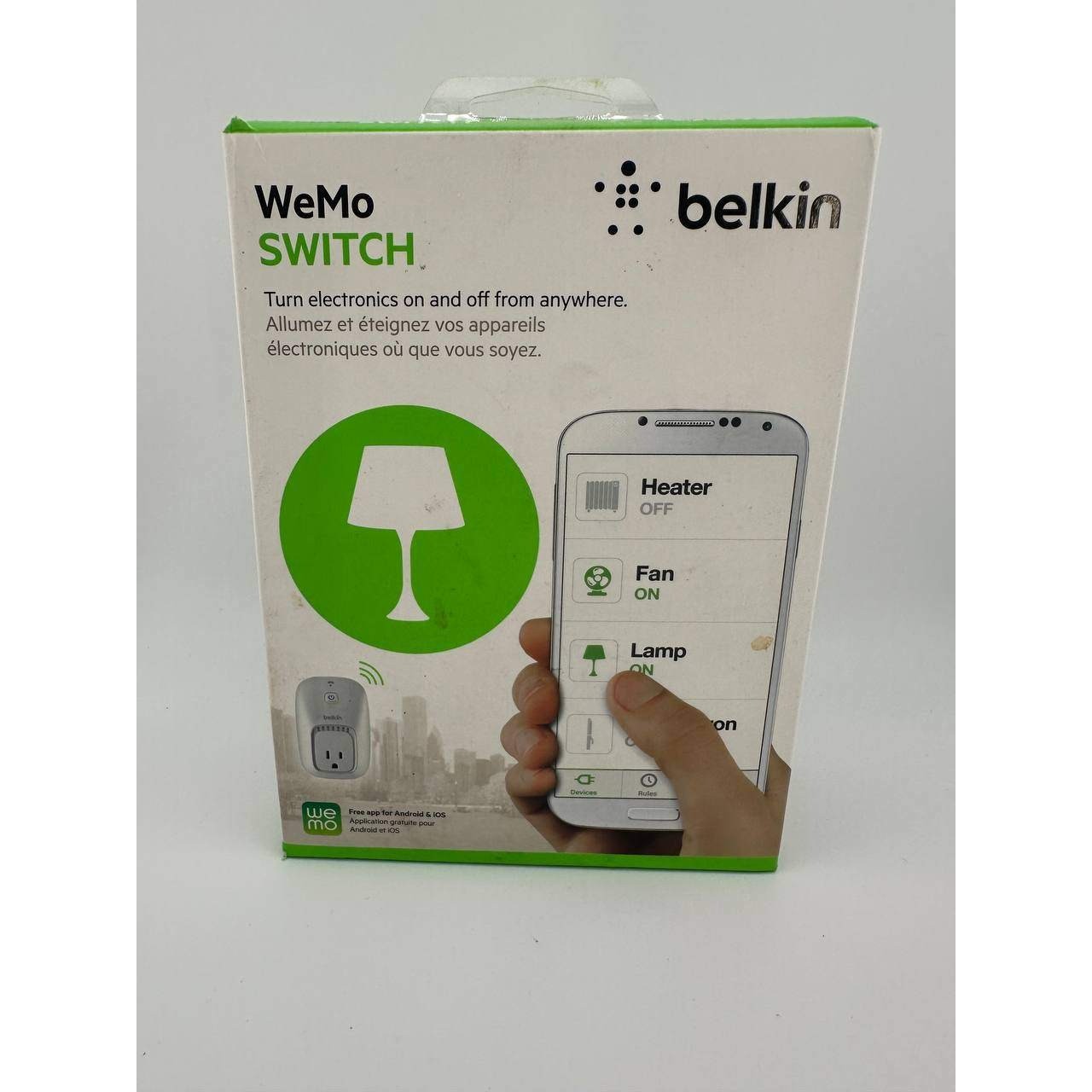 Belkin WeMo Switch Smart Plug Wi-Fi Remote Control Model F7C027 013-1