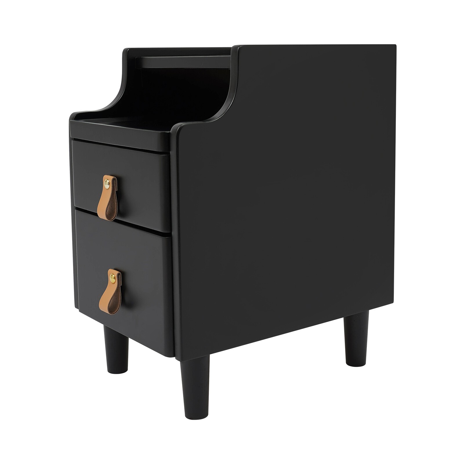 2-Tier Bedroom Storage Cabinet Nightstand with 2 Drawers Modern Bedside Table