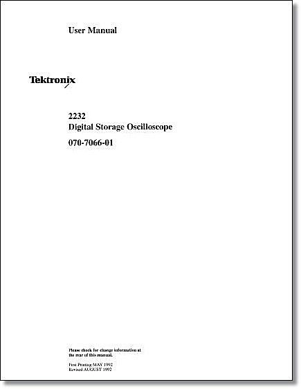 Tektronix 2232 User Manual: Comb Bound & Protective Plastic Covers
