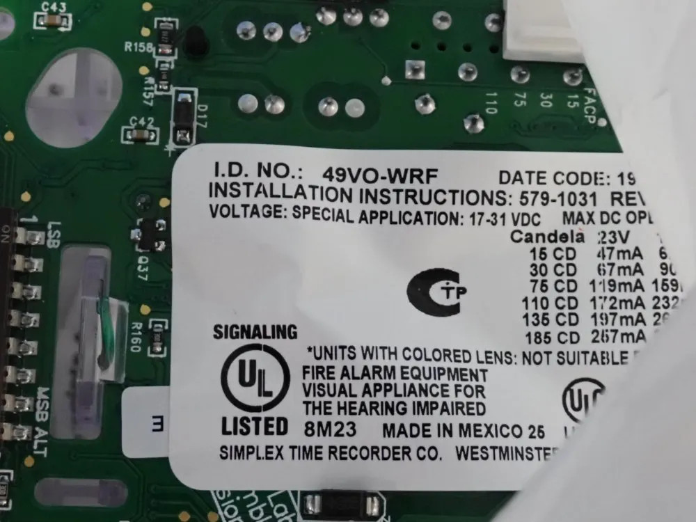 SIMPLEX FIRE ALARMS 49VO-WRF