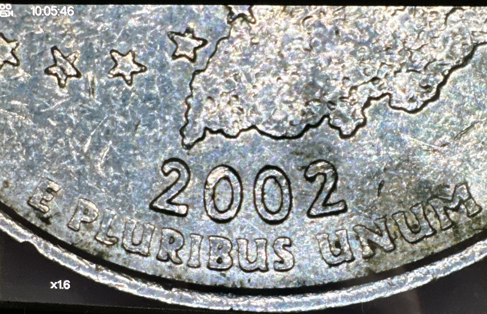 2002-P Indiana State Quarter Error. Die Break, DDR/DDO