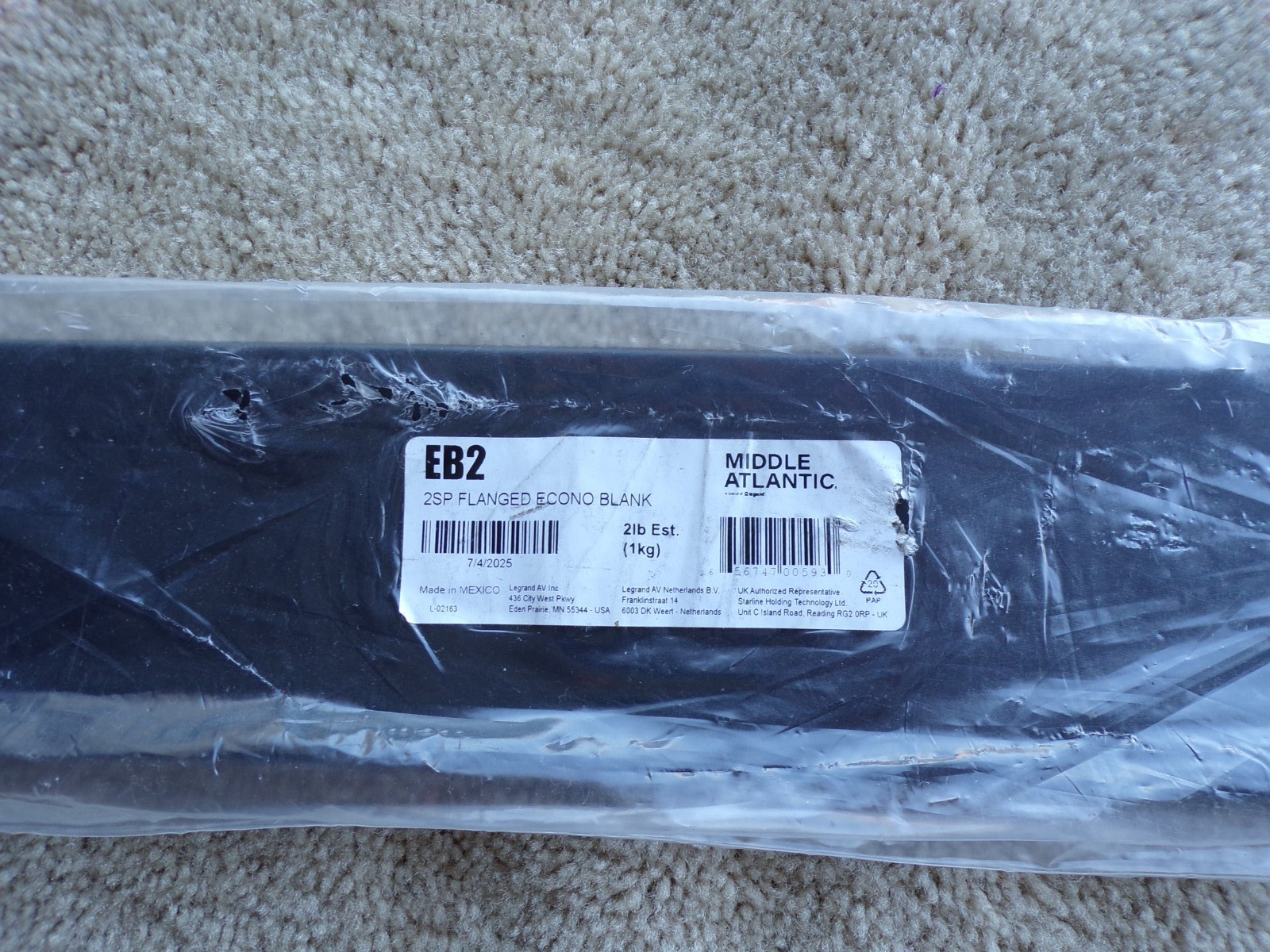 Middle Atlantic EB Series Flanged Blank Panel EB2 - @dL