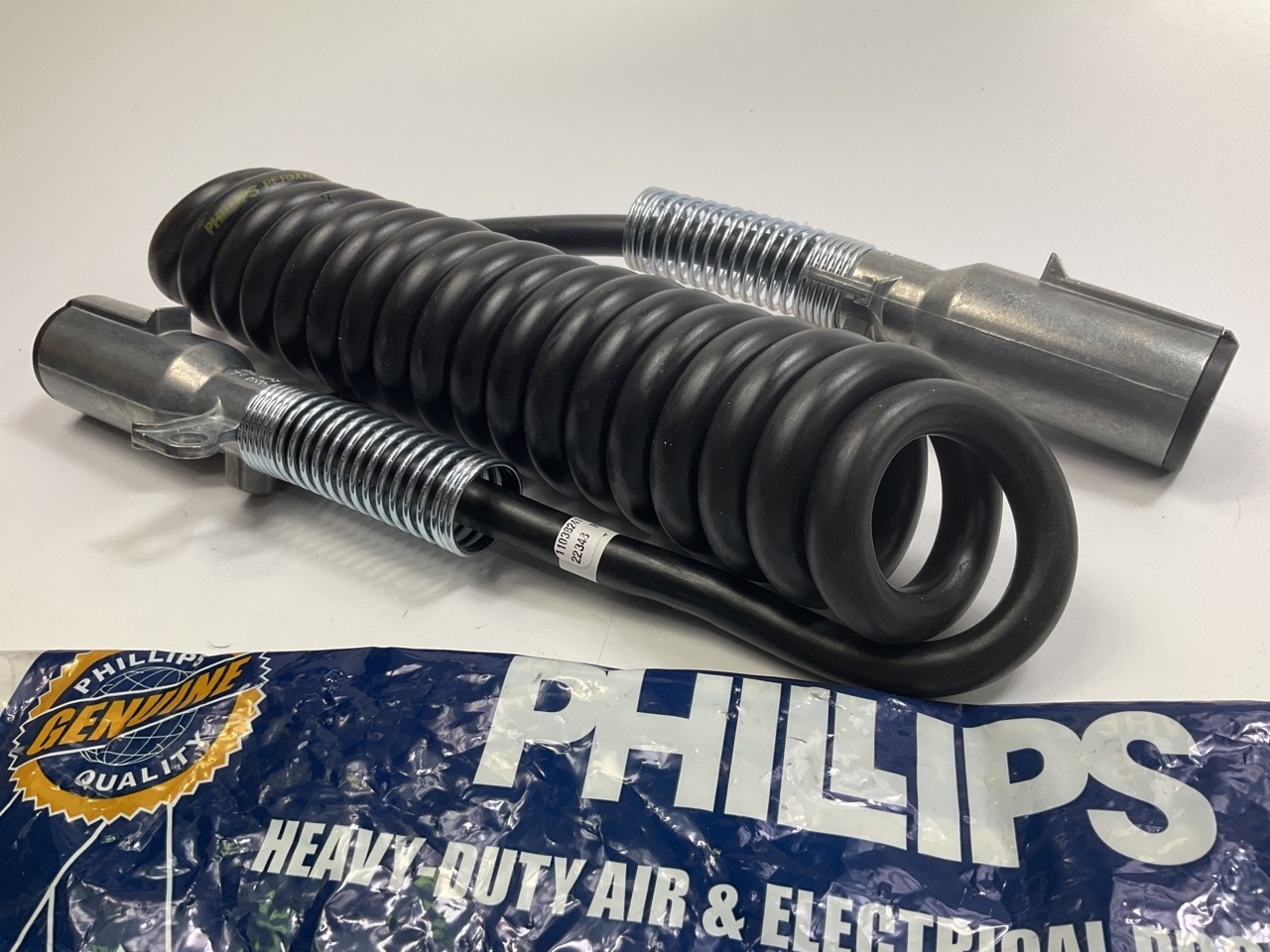 Phillips 24-4321 Coiled Cable 12 Feet., With Zinc Die Cast Plug, 7-Way Non-ABS
