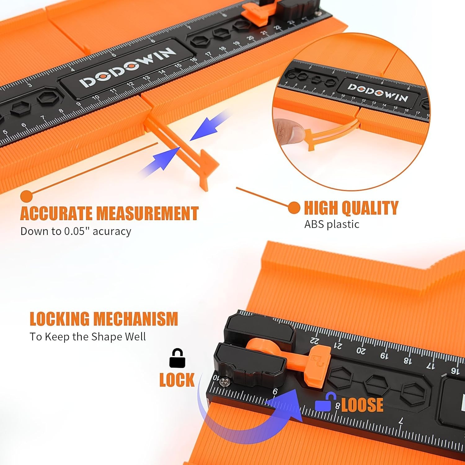 Large 20" Contour Gauge with Lock - Precise Profile Duplicator for Flooring