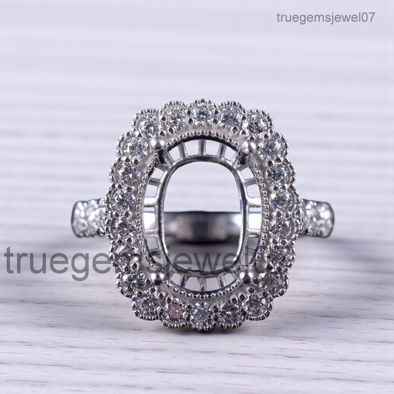 Elegant Cushion Cut 15×10mm Semi Mount Engagement Ring 925 Sterling Silver Ring