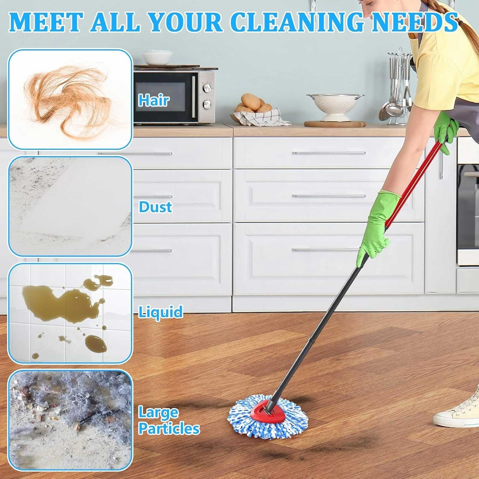 4x Replacement Microfiber Mop Head Wring Refill For O-Cedar RinseClean Spin Mop
