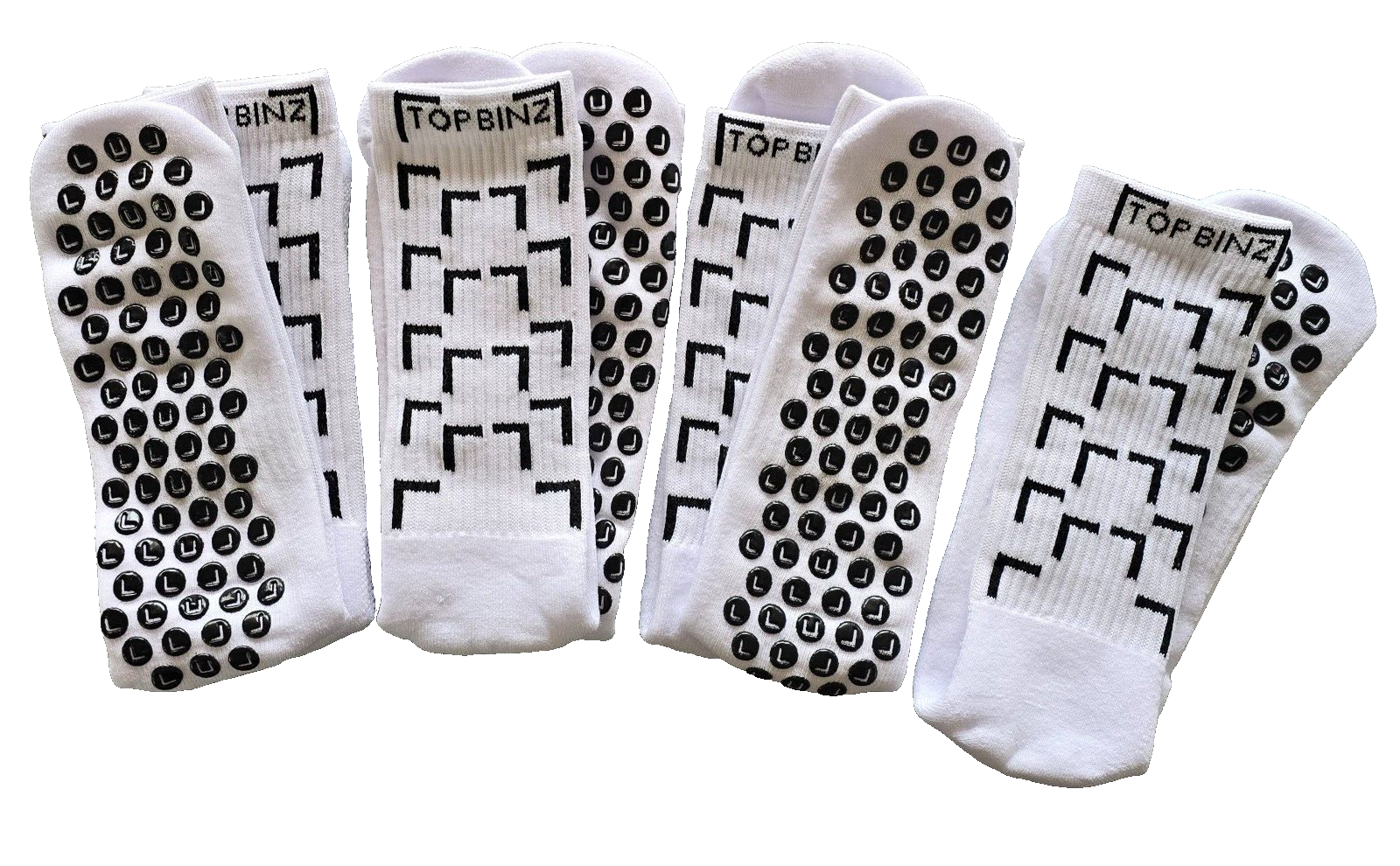 TOP BINZ Black Soccer Grip Socks 2 Pack, 4 Pack