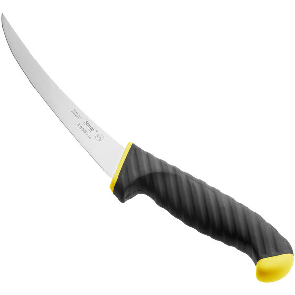 Schraf 6" Yellow Curved Semi-Stiff Boning Knife with TPRgrip Handle