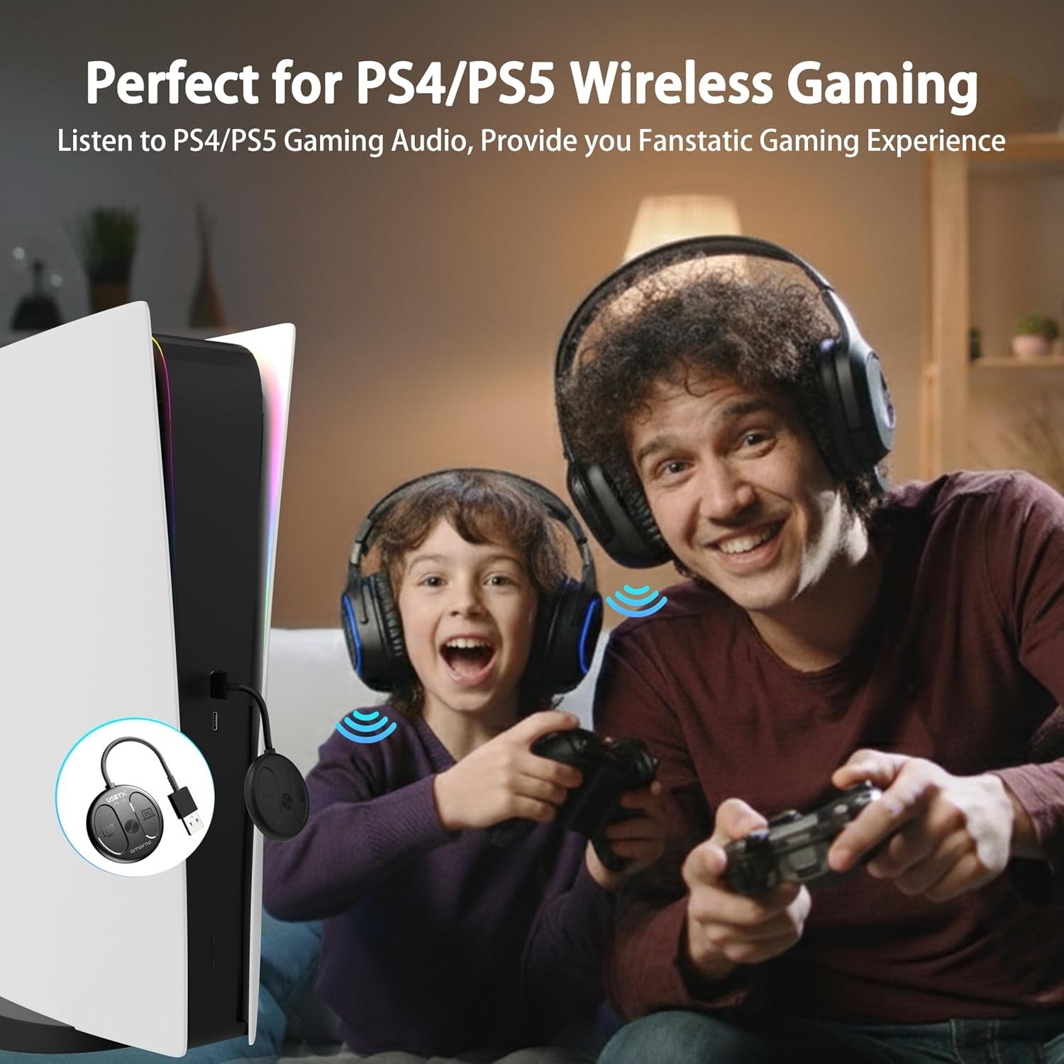USB-C Bluetooth Adapter for PS5, Bluetooth 5.4 Audio Adapter for PC, Plug and...