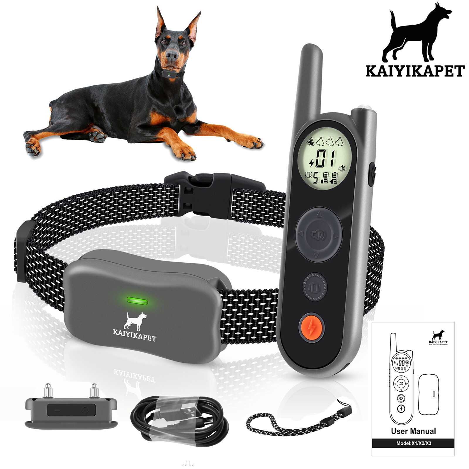 3937 FT Dog Training Collar Rechargeable Remote Shock Dog Waterproof Trainer