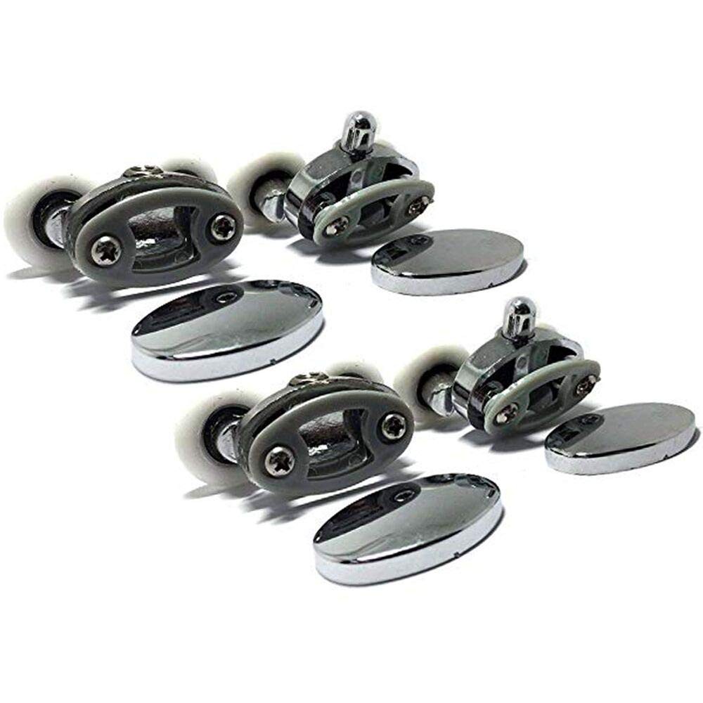 Oval Metal Alloy Double Wheel Shower Door Rollers - Set of 4, 23mm