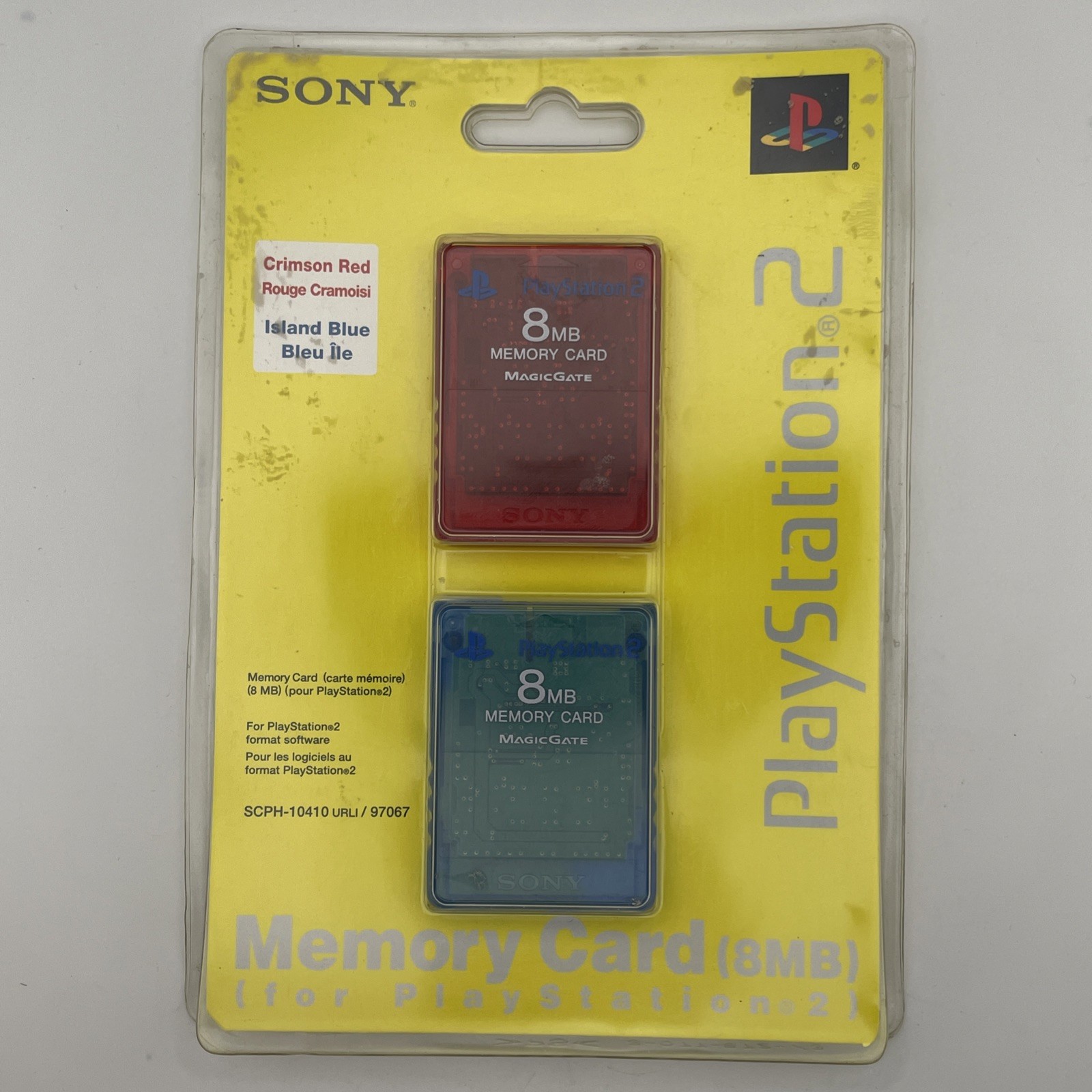 Sony PlayStation 2 8MB Memory Card Red/Blue (2-Pack) NIB NEW