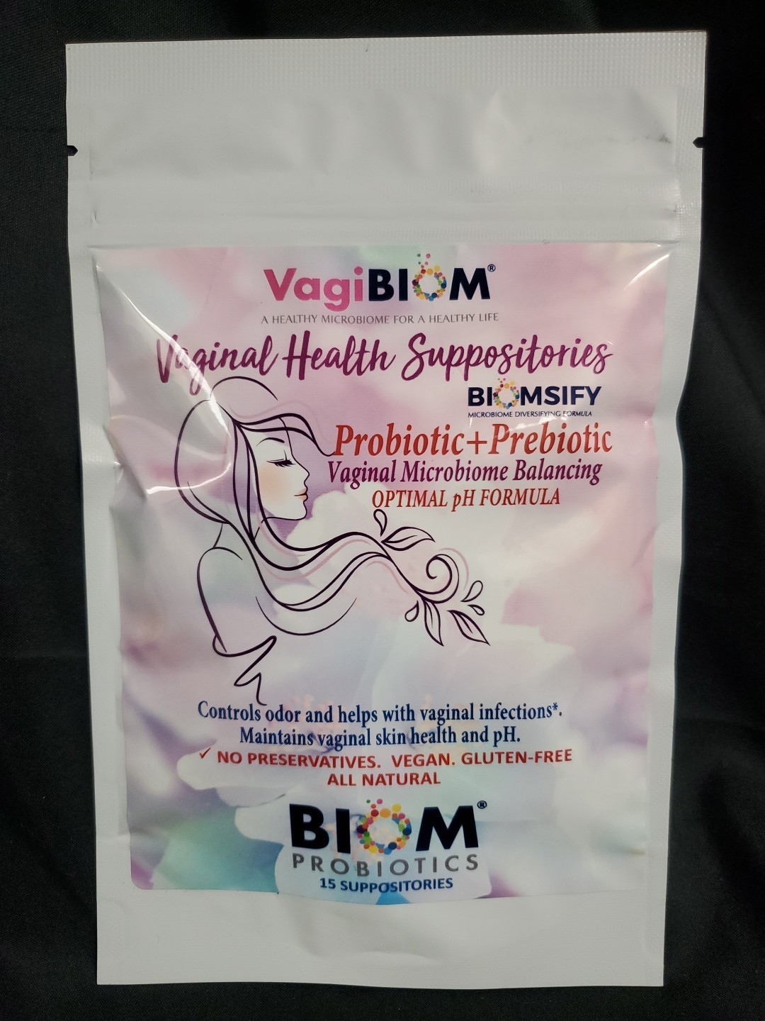 Biom Vaginal Probiotic Suppositories For Balance & Odor Control 15ct Exp.05/26