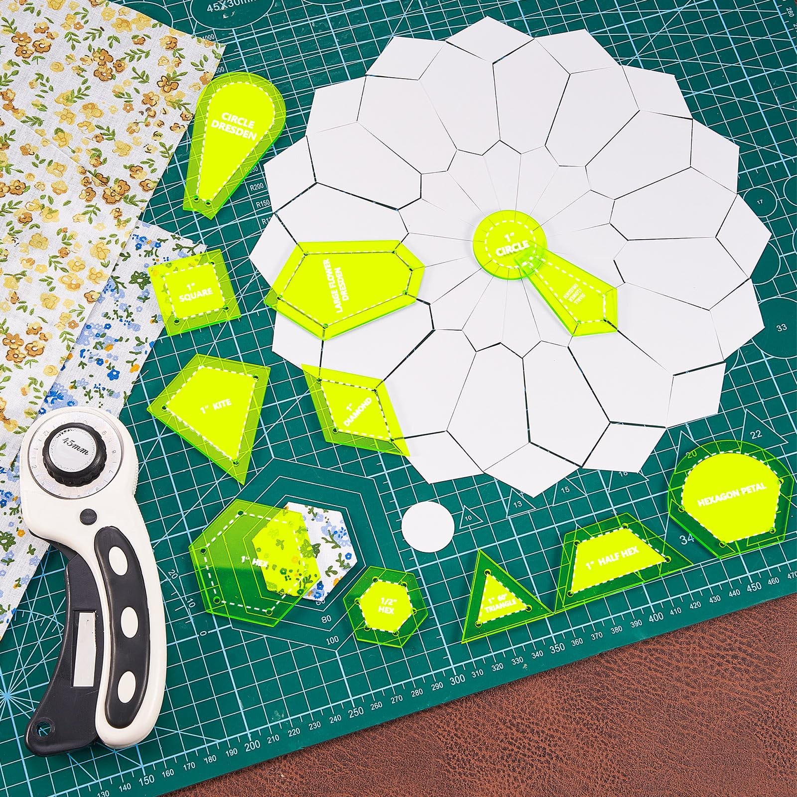 612 PCS Patchwork Paper EPP English Piecing 12 Shapes Acrylic Templates Set