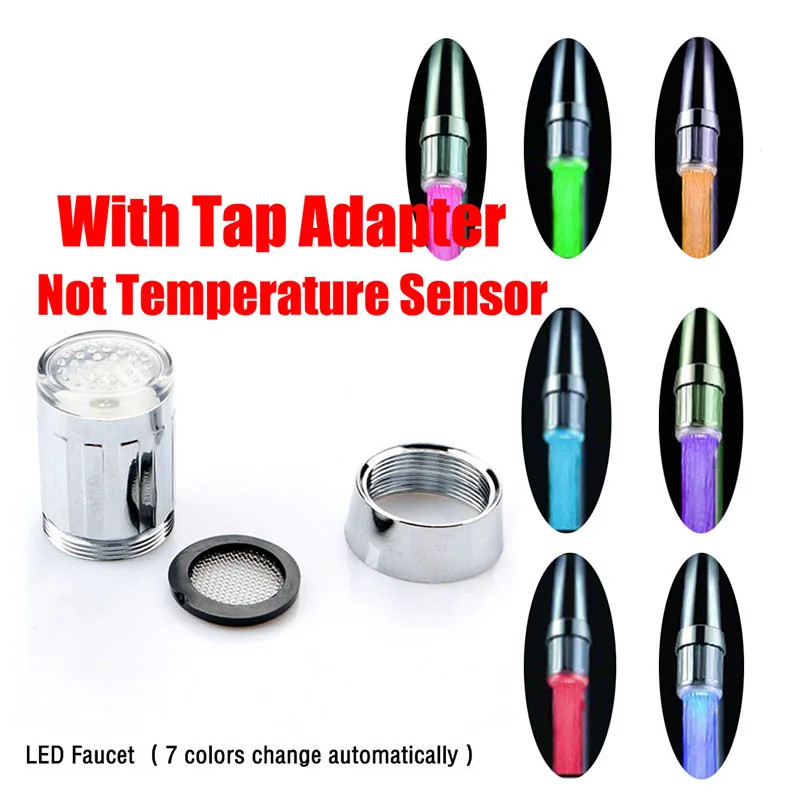 Faucet Night Light Lamp Sensor Hydropower Led Lights Shower Head Temperature Det
