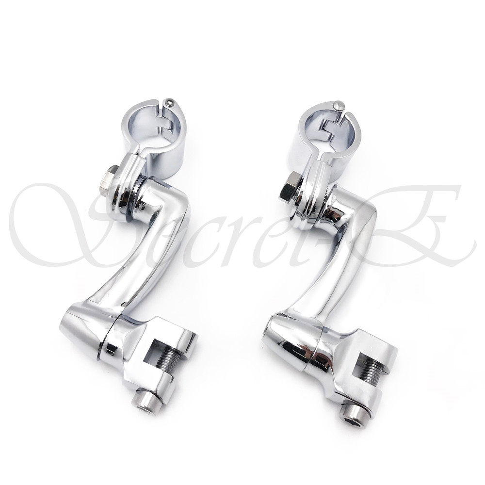 Chrome 1.5" Engine Guard Foot Peg Mounts Clamps For Harley Triumph Kawasaki Hond