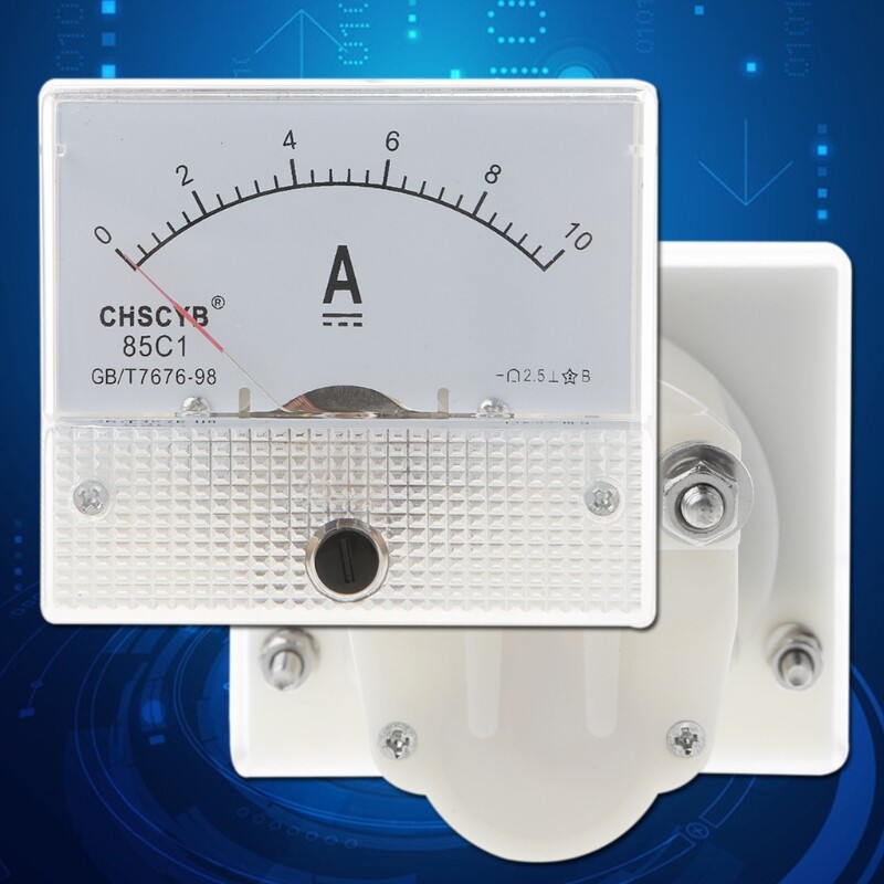 0-10A Analog for DC Current Panel Meter Amperemeter Rectangle Measuring Detector