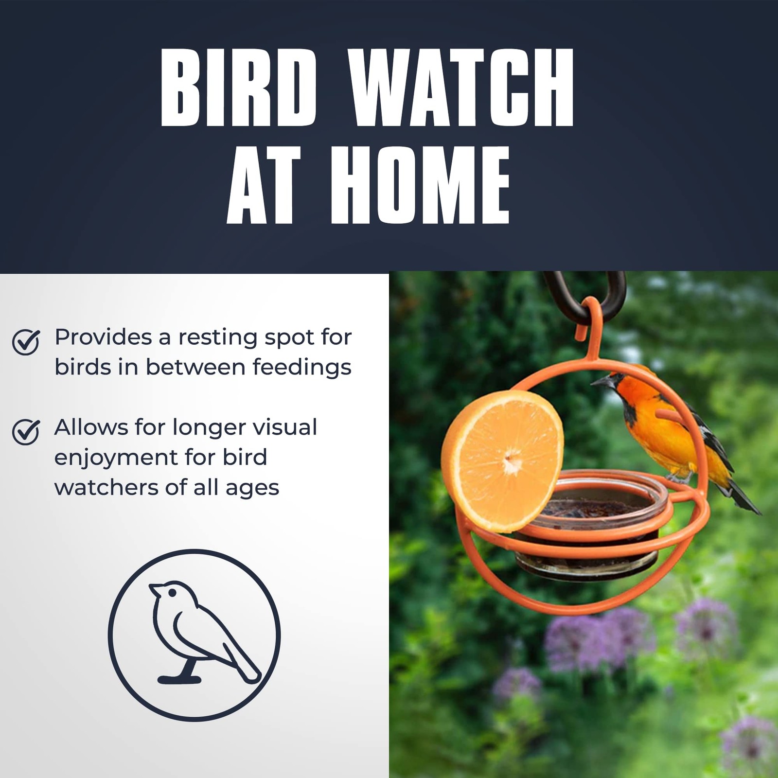 Monarch Abode Hanging Bird Feeder for Outdoors – Oriole Orange