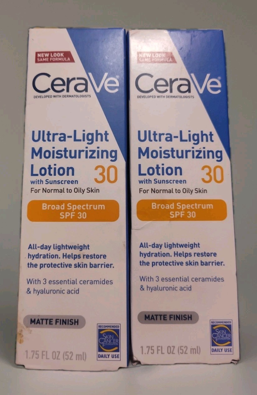 2 CeraVe Ultra-Light Moisturizing Lotion SPF30 Normal To Oily Skin 1.7 oz. 2/28+