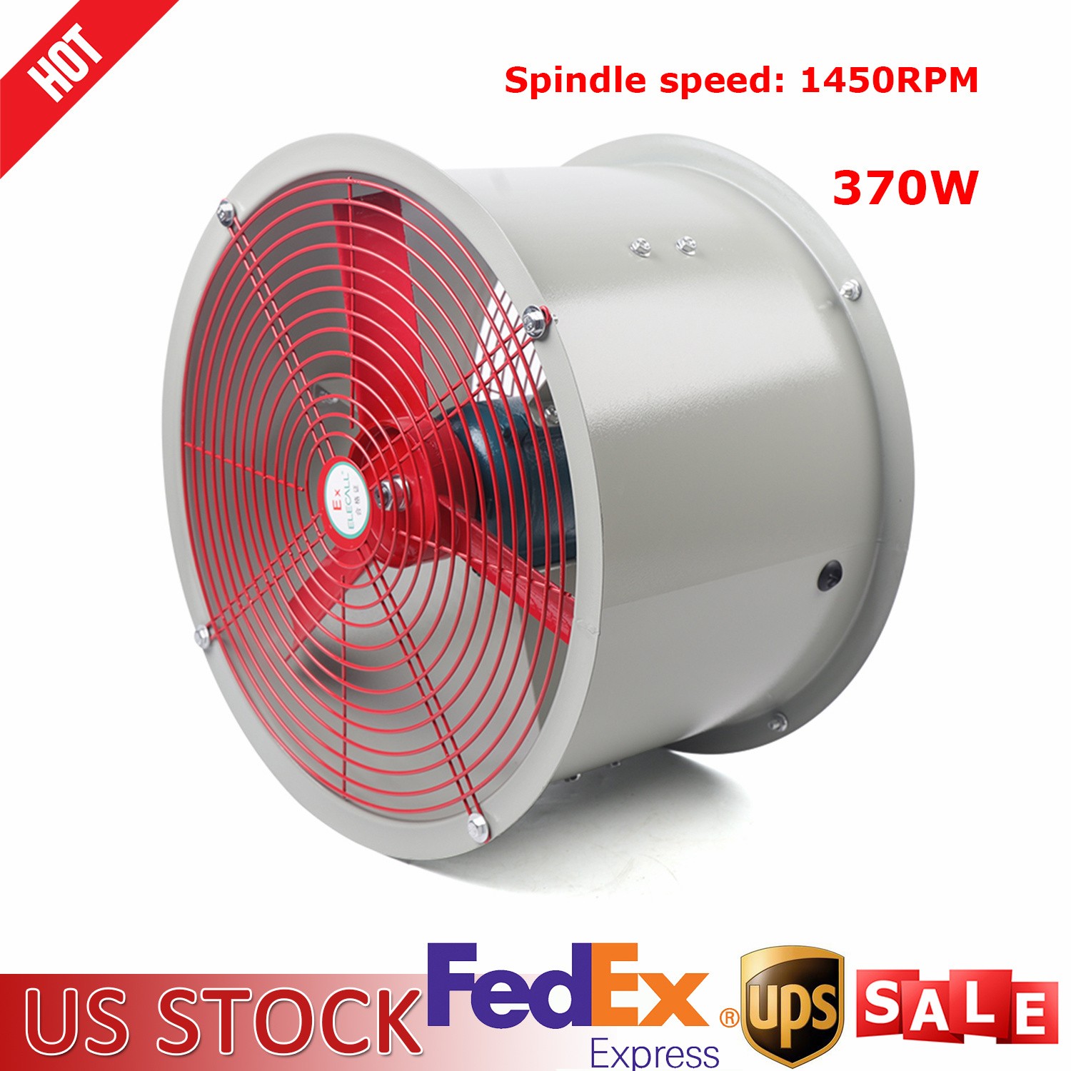 16"Explosion-proof Axial Exhaust Fan 1450rpm Spray Booth Paint Fumes Exhaust Fan
