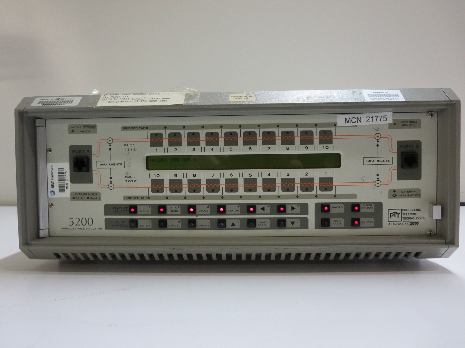 PROCESSING TELECOM TECHNOLOGIES 5200 ISDN/DDS CABLE SIMULATOR
