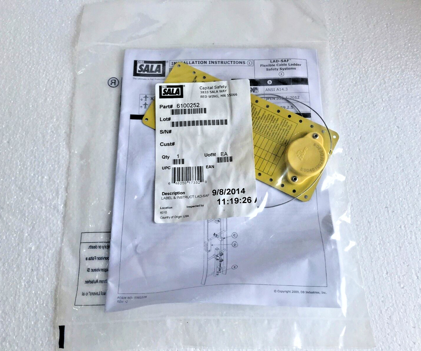LOT OF 10 DBI SALA 6100252 LAD-SAF Inspection Plate (LOT OF 10)  # NEW