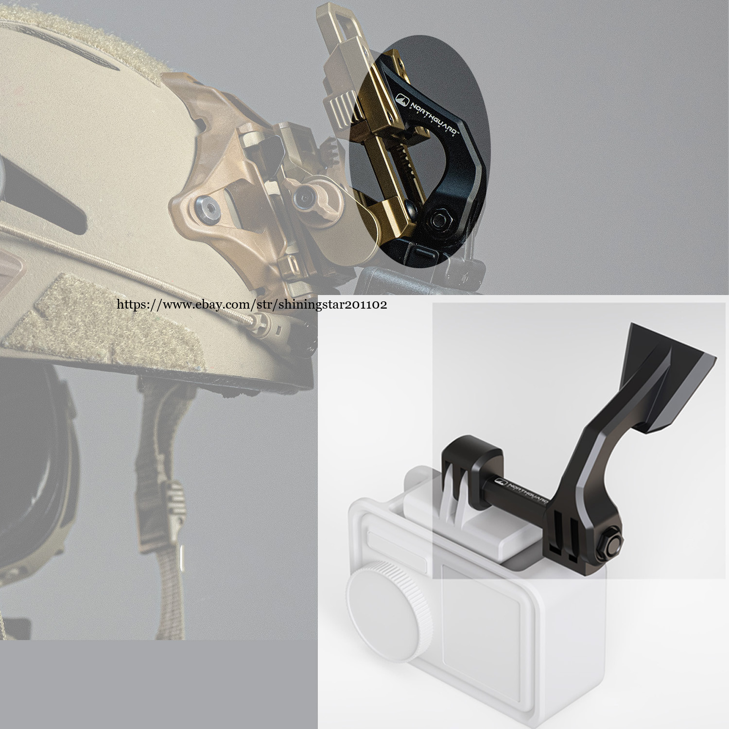 Tactical Helmet Sports Camera Connection J Arm L4G24 Mount Dovetail Adapter
