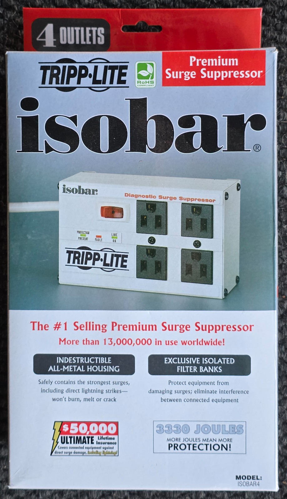 Tripp Lite isobar Premium Surge Suppressor Protector ISOBAR4 With 4 AC Outlets