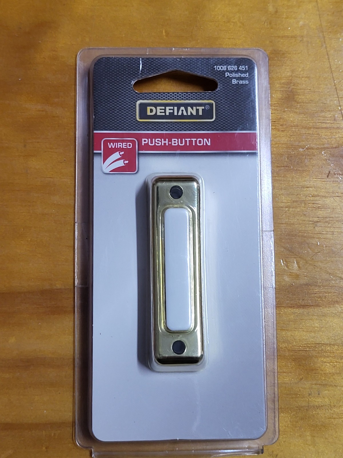 Defiant Wired Doorbell Push Button Polished Brass 1008 626 451