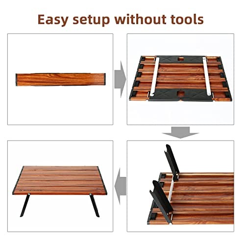 Portable Beach Table Aluminum Ultralight Folding Small Wood Grain Classic
