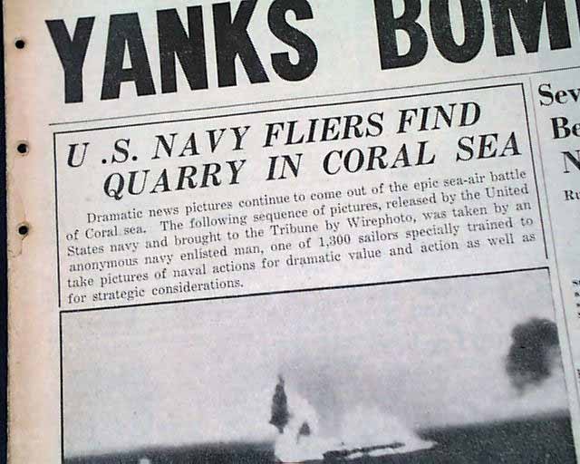 USS LEXINGTON SINKING Battle of the Coral Sea Aircraft Carriers 1942 WWII News