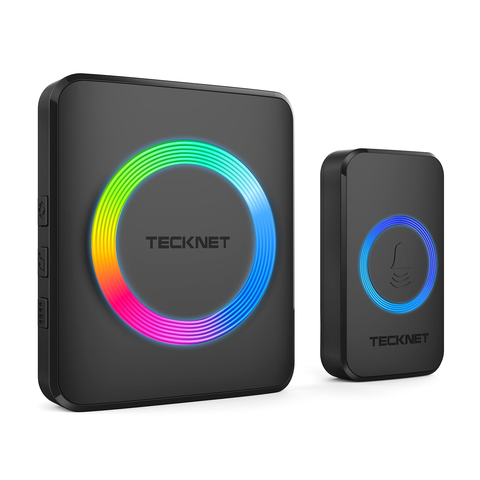 TECKNET Wireless Doorbells for Home, 1 button & 1 plug-in receiver, BLACK