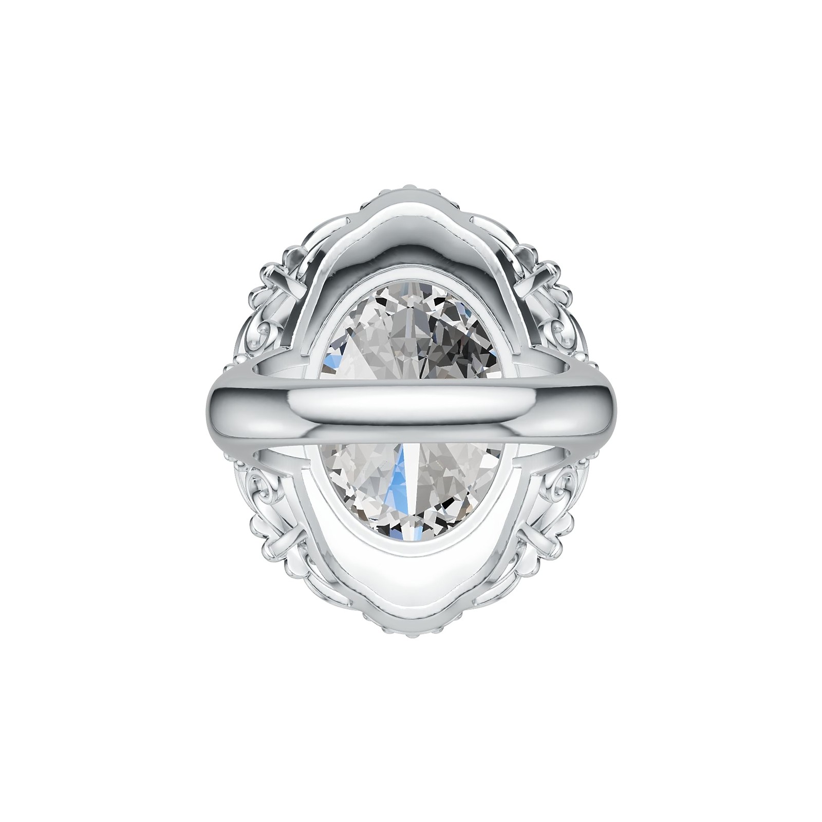 Sterling Silver Semi Mount Ring Setting Oval OV 20X15mm Cocktail Ring