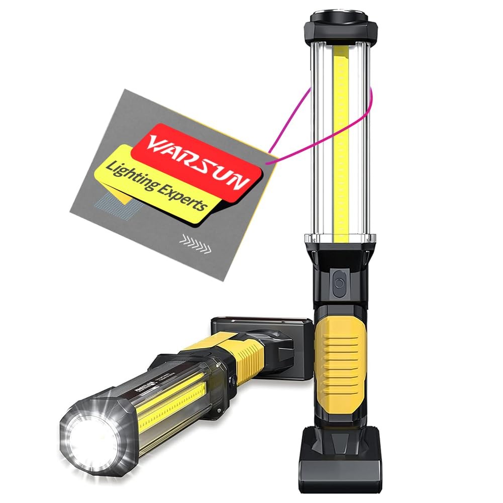 ​​Rechargeable COB LED Work Light-Magnetic Hands-Free Trouble Light with Hook...