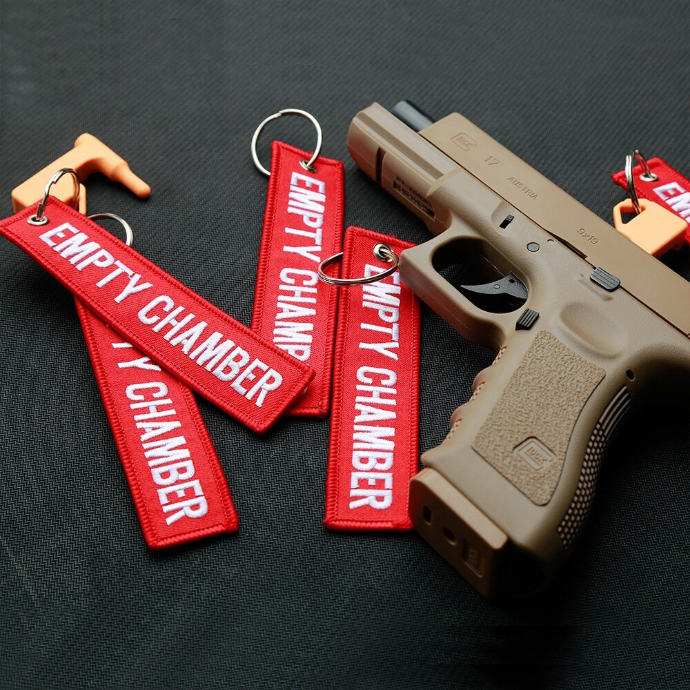 6Pack Empty Chamber Key Chains with Flags for Safety Tags Gun Pistol Indicator