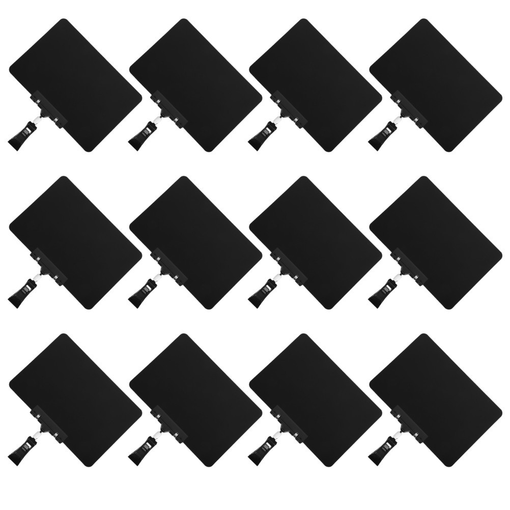 12Pcs Mini Black Plastic Chalkboard Signs Reusable Price Display with Clips
