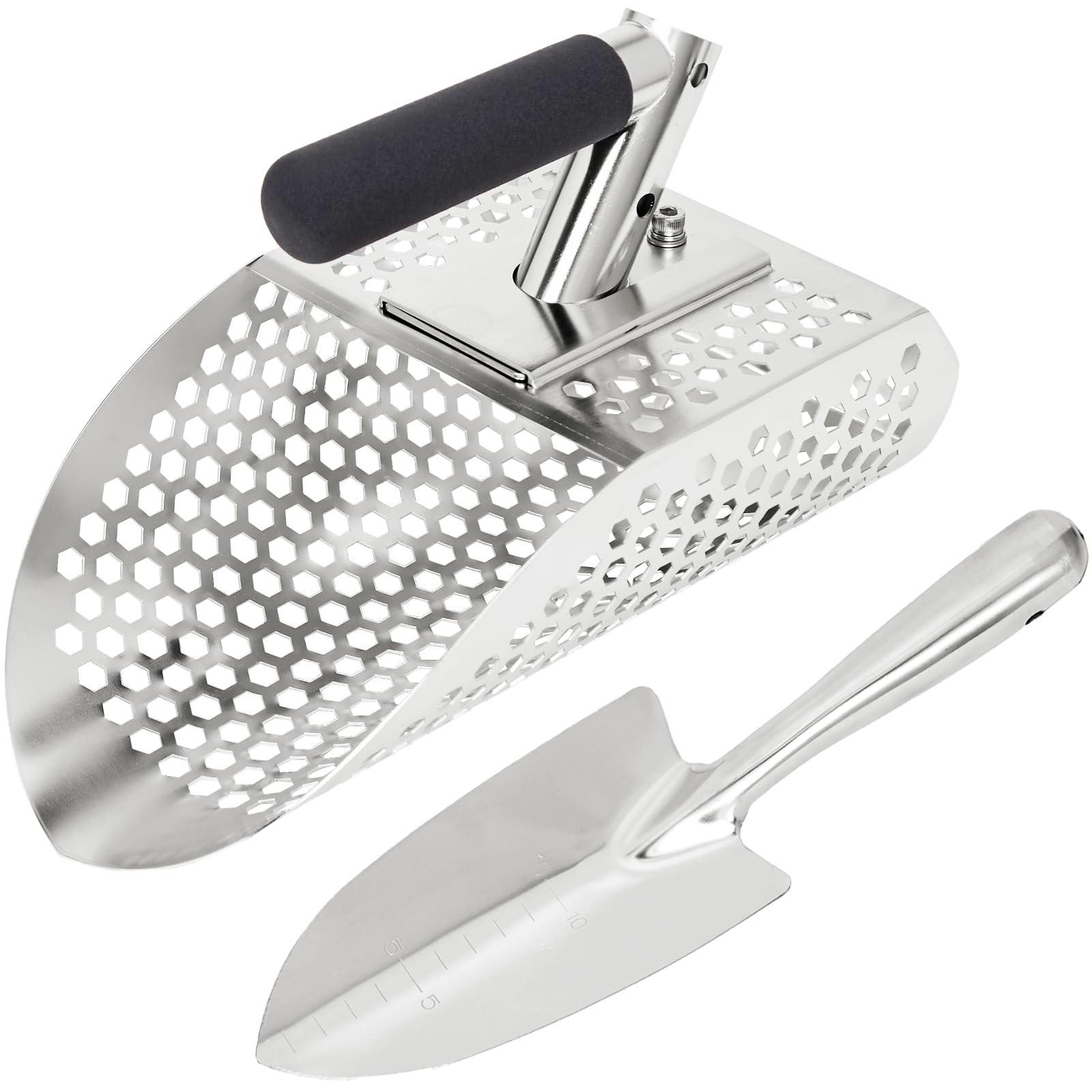 Sand Scoops for Metal Detecting, Stainless Steel Metal Detector Scoop with Di...