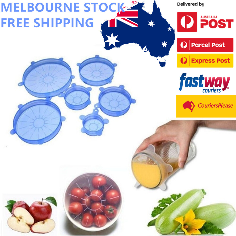 Reusable Food Cover Fresh Keeping Sealing Stretch Lid Container Silicone 6 piece