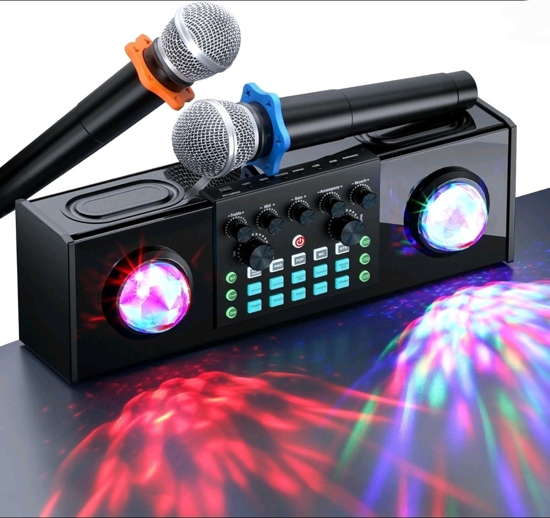 Karaoke Machine with Ambient Lighting, Portable Bluetooth Speaker