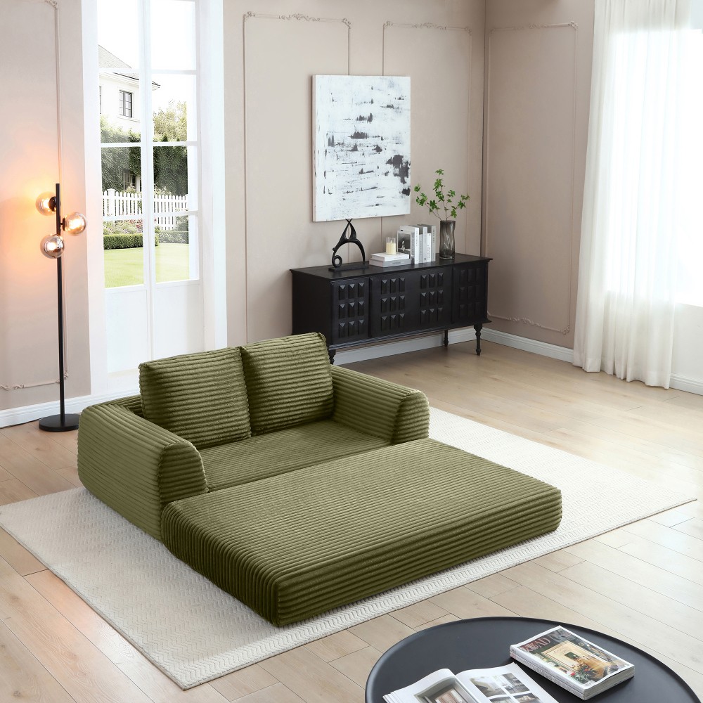 2-in-1 Modern Corduroy Convertible Sofa Bed Sleeper Couch - No Assembly