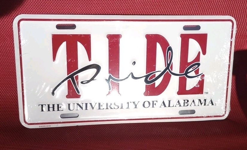 VINTAGE NOS STILL SEALED ALABAMA CRIMSOM TIDE PRIDE METAL BOOSTER LICENSE PLATE
