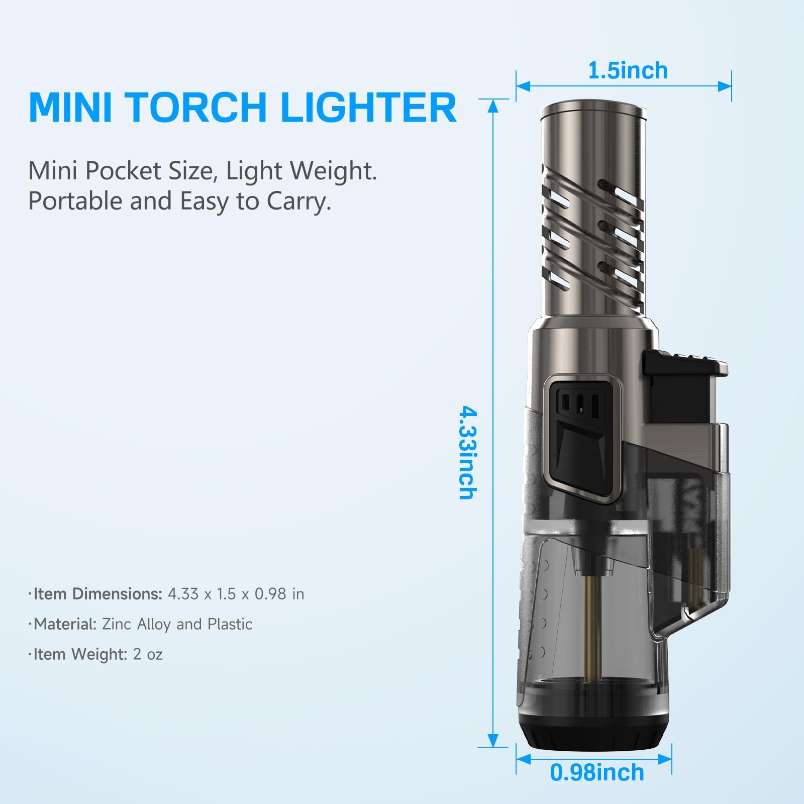 2 Pack Torch Lighter Windproof Adjustable Jet Flame Butane Lighter Refillable