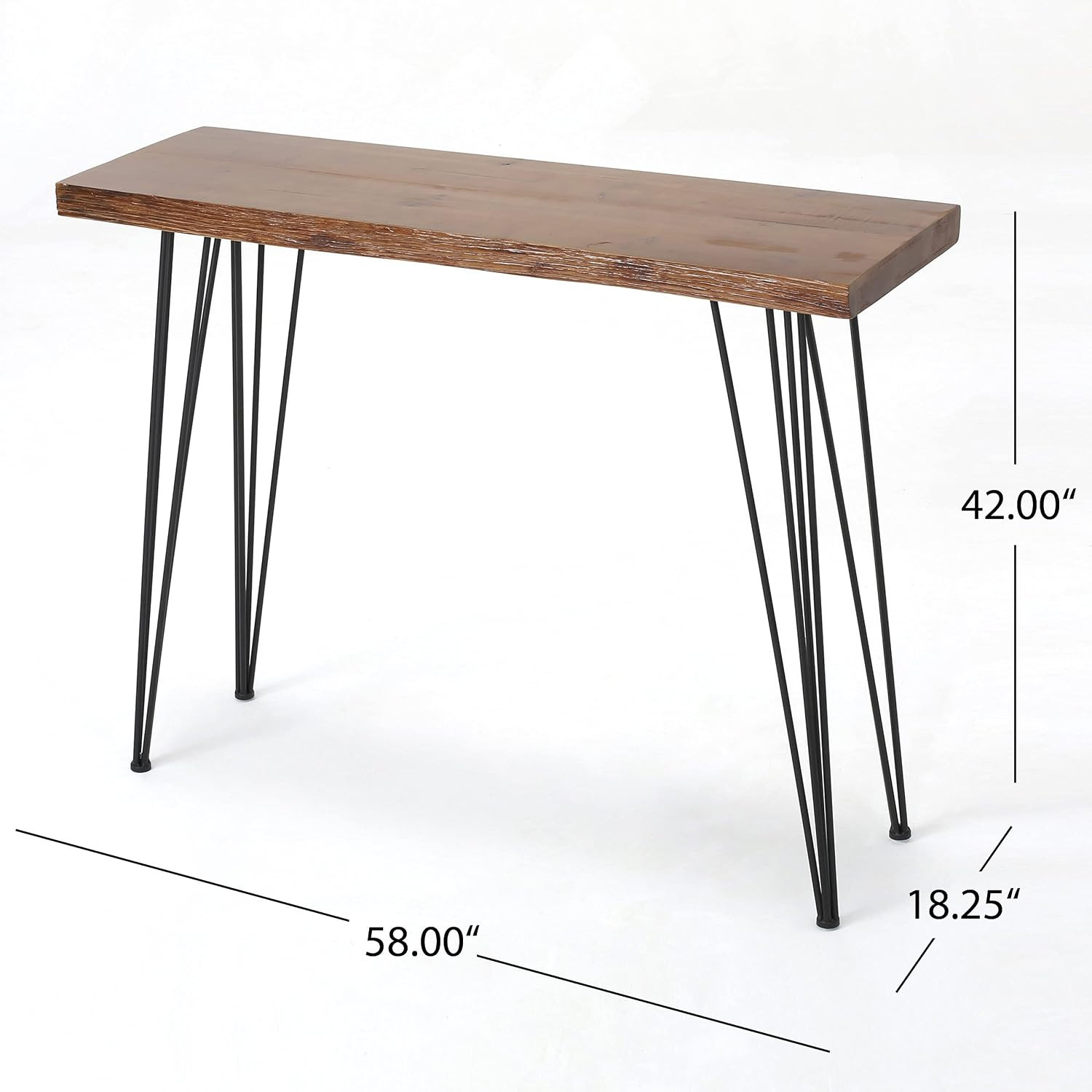 Chana Industrial Faux Live Edge Rectangular Bar Table, Natural / Black