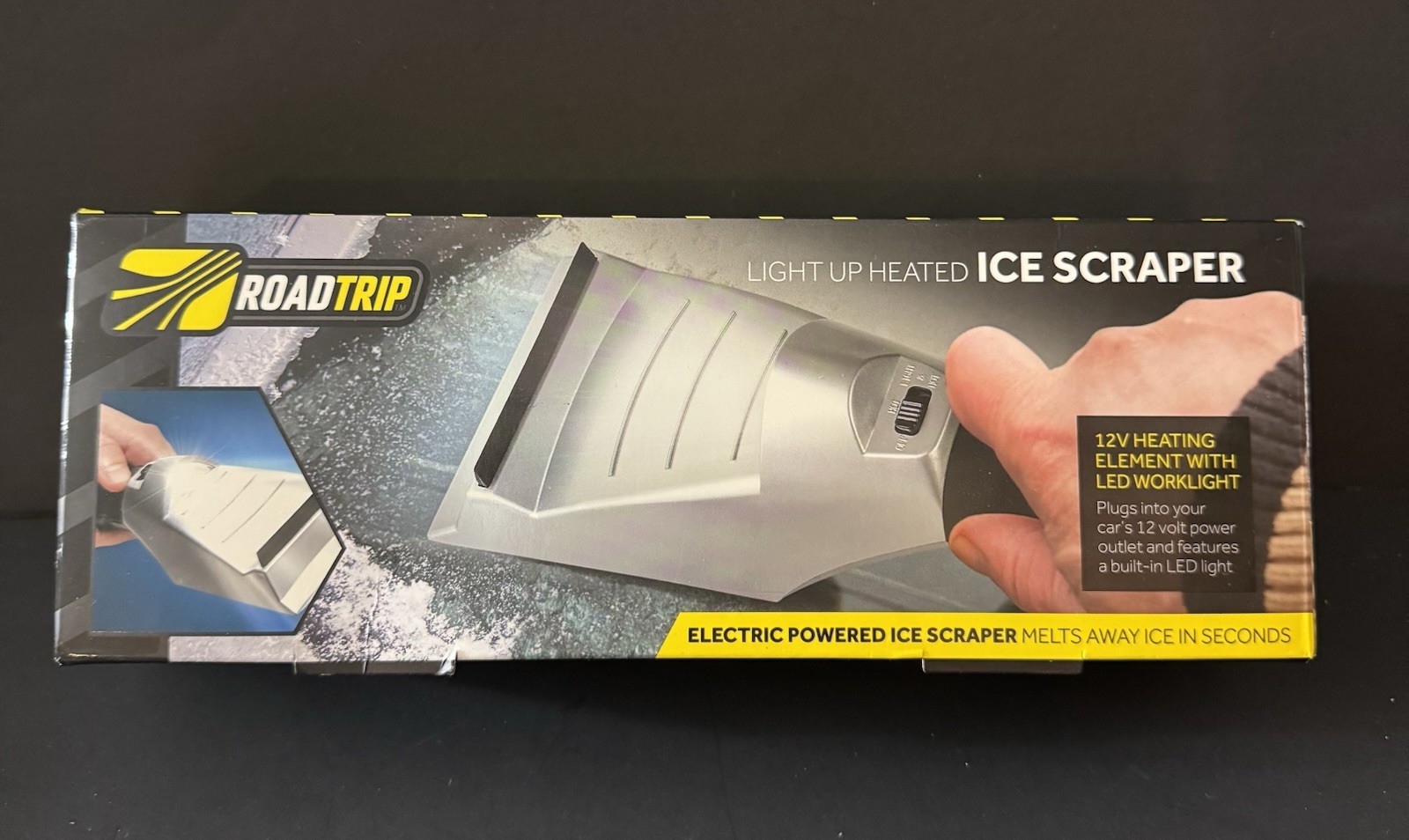 RoadTrip Windshield Ice Scraper Heated, LED Lighted, 12 Volt Adapter, 15 Ft Cord