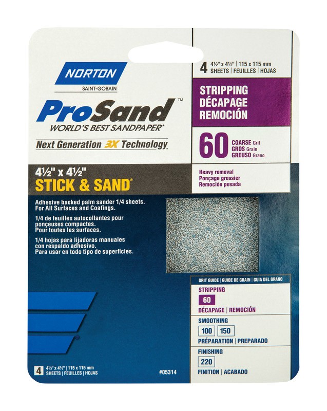 Norton 07660768185 Aluminum Oxide 60-Grit Sanding Sheet 9 L x 3-2/3 W in. 2 Pack