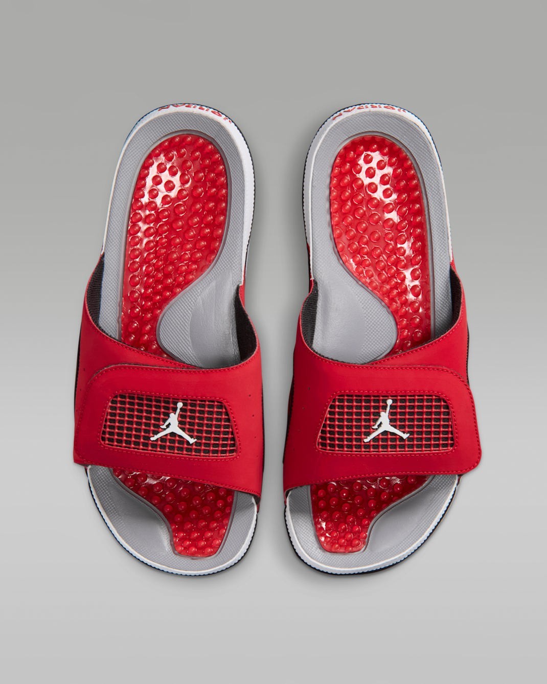 Jordan Hydro 4 Retro Slide Fire Red Black Cement Grey Mens Slippers 532225-600