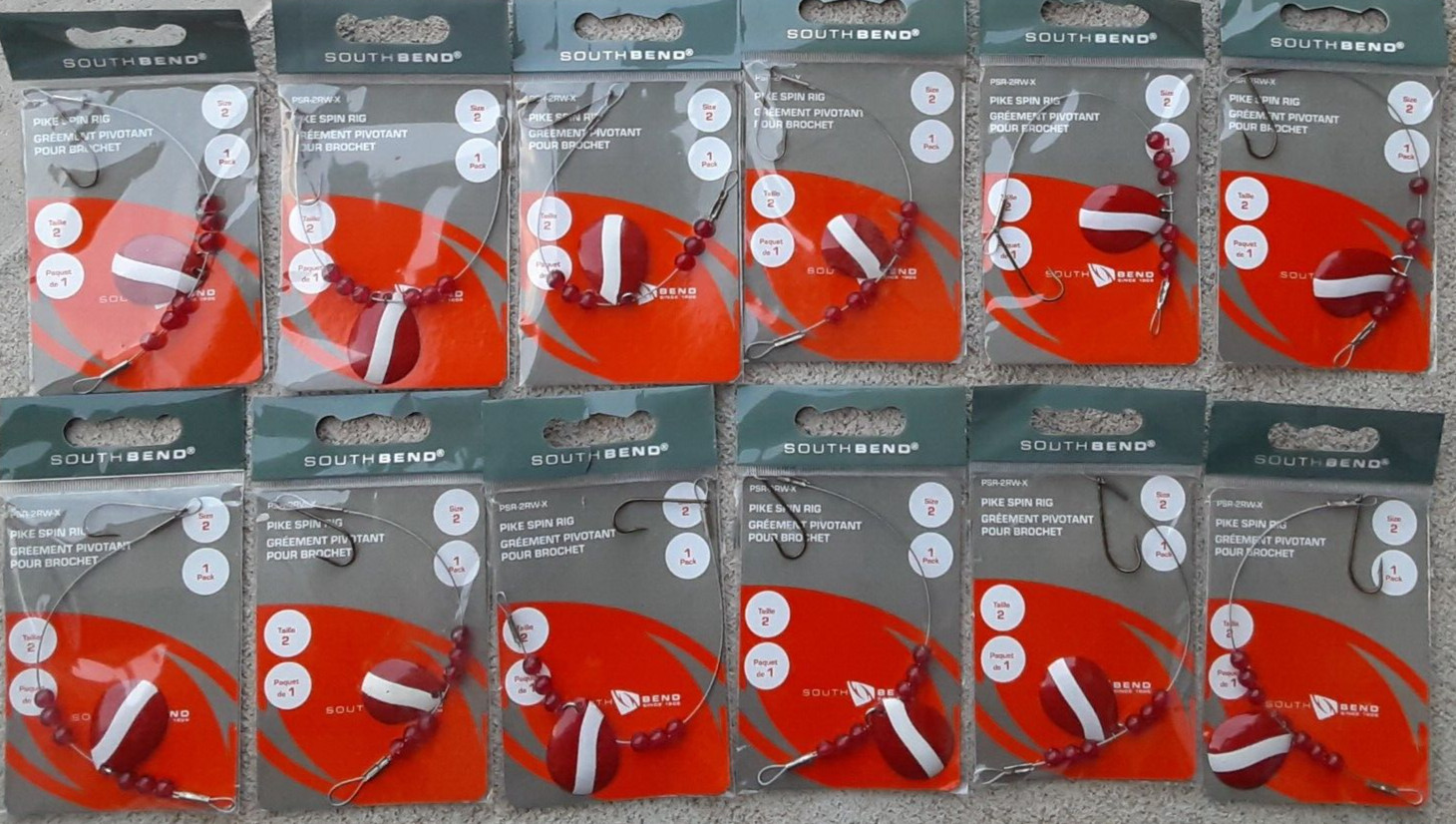 lot of 12 Spinner Walleye pickerel Rig crawler Harness size 2 hook  red blade