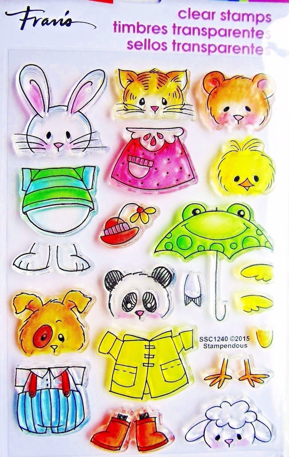 Cute Animals Clear Stamp Set by Stampendous NEW! Bunny Dog Cat Duck Bear Lamb