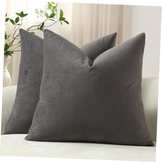 Euro Sham Covers 24x24 Dark-Grey: Pack of 2 24" x 24" (Pack of 2) Dark Grey