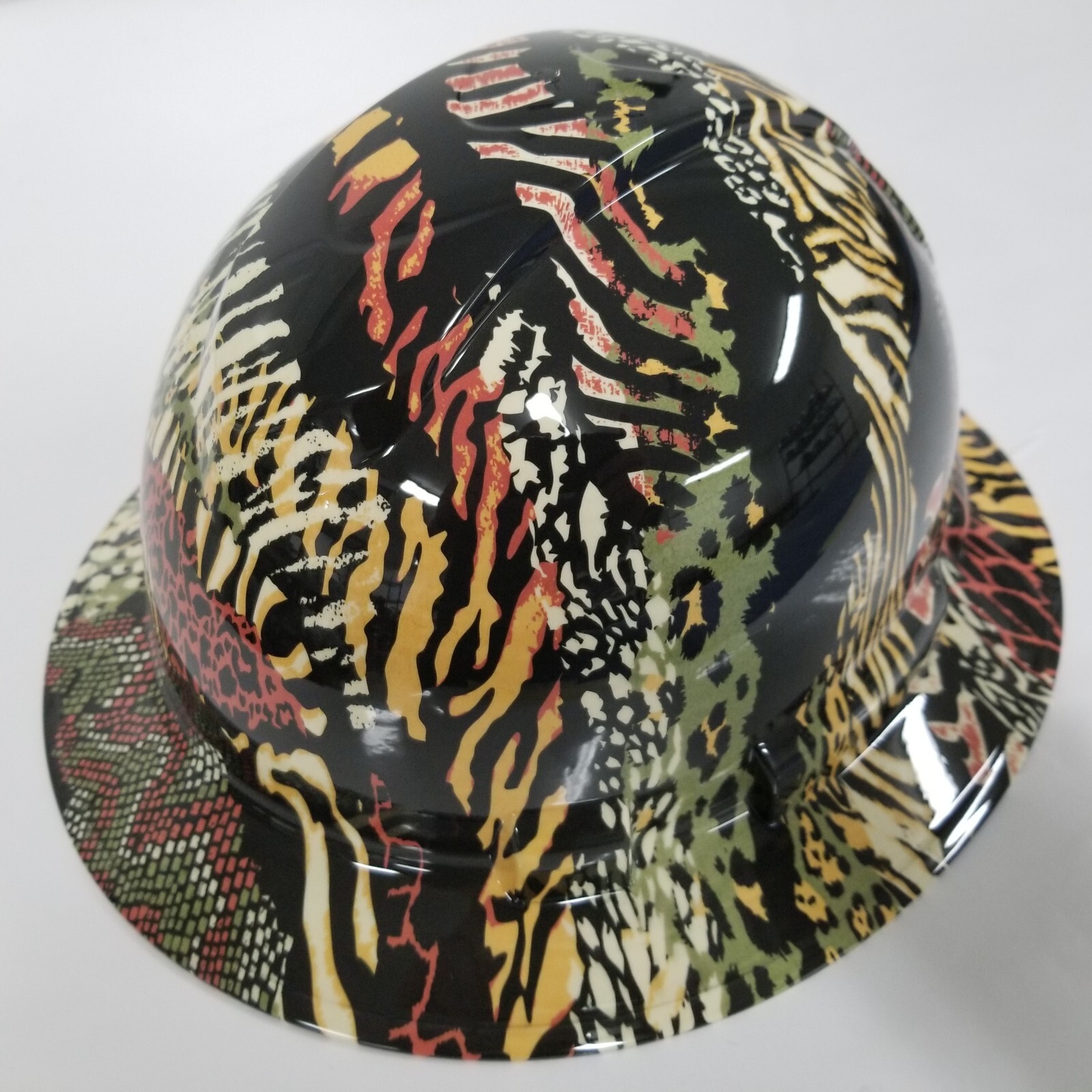 full brim hard hat custom hydro dipped IN ANIMAL WILD KINGDOM PRINT SNAKE SKIN